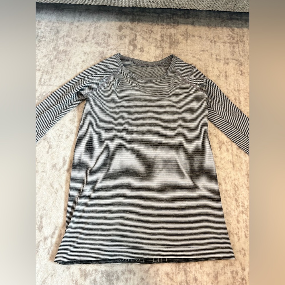 lululemon athletica Black and White Striped Long Sleeve Tee